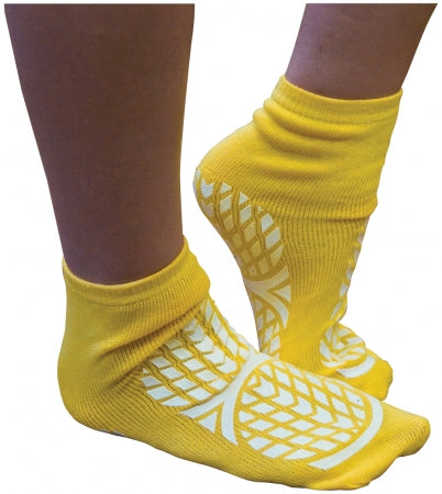 Double Sided Non Slip Patient Slipper Socks - YELLOW