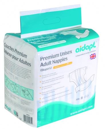 Premium Unisex Adult Nappies (Diapers) - Pack of 10 - Medium