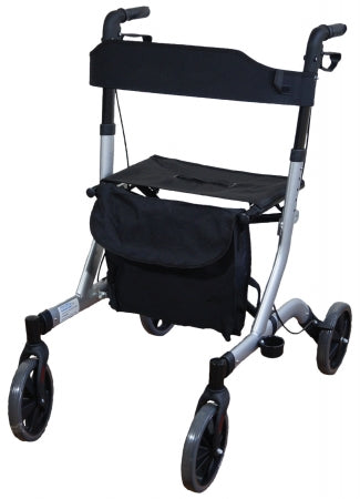 Deluxe Ultra Lightweight Folding 4 Wheeled Rollator - grey
