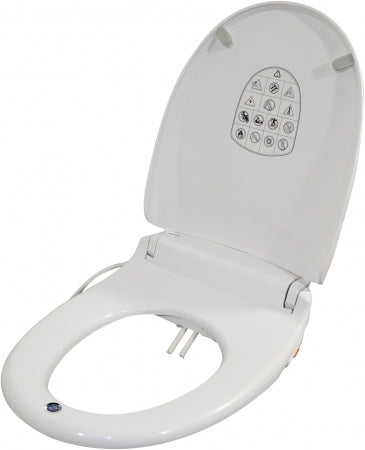 E Loo Toilet Seat with Bidet Cleaning, Warm Air Dryer, Night Light and Heated Seat Comfort Function - Oval